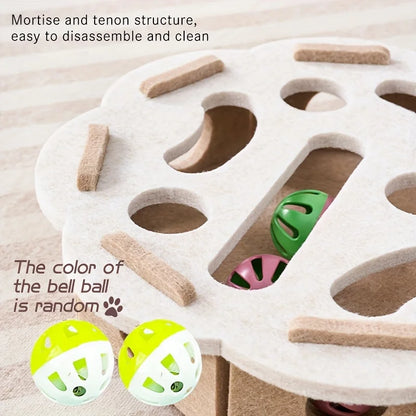 Interactive Cat Puzzle Toy – Felt Maze with Bell Ball