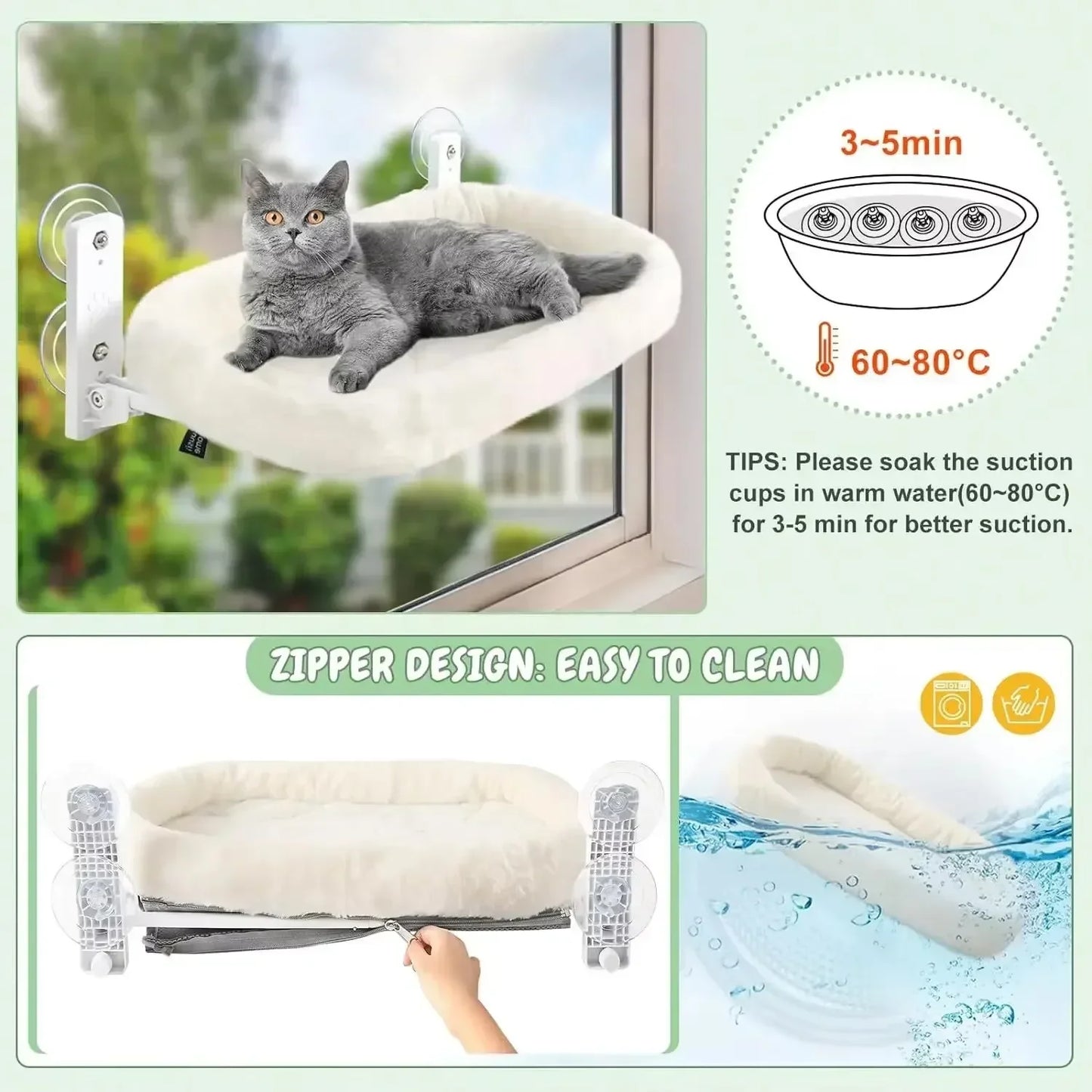 Cat Hammock Window Bed – Suction Cup Sunbathing Perch