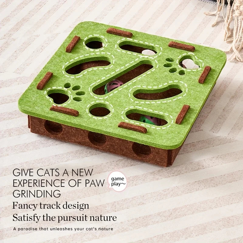 Interactive Cat Puzzle Toy – Felt Maze with Bell Ball