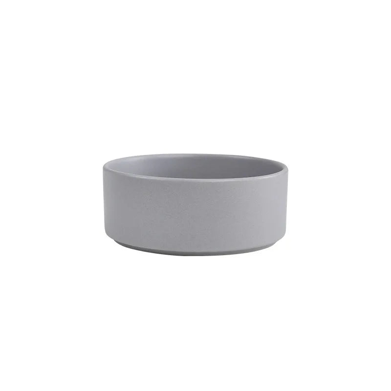 Cat Bowl Double Bowl Water Bowl High Foot Dog Bowl gray single bowl product shot