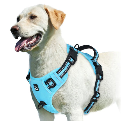 No Pull Dog Harness Adjustable Soft Padded Pet Vest in teal blue