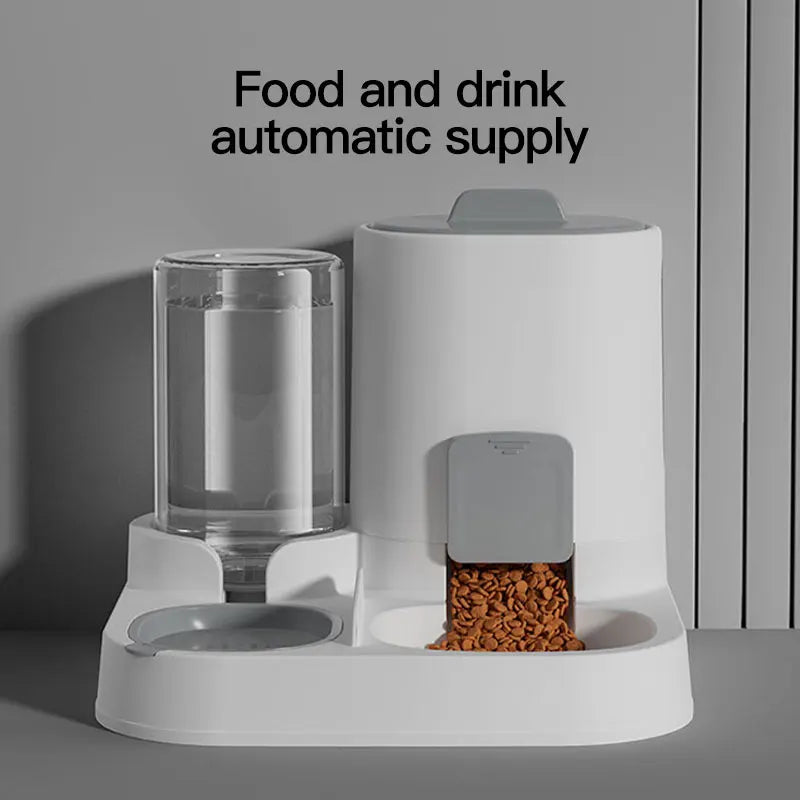 Automatic Gravity Fed Cat Water Dispenser Feeder features and benefits infographic