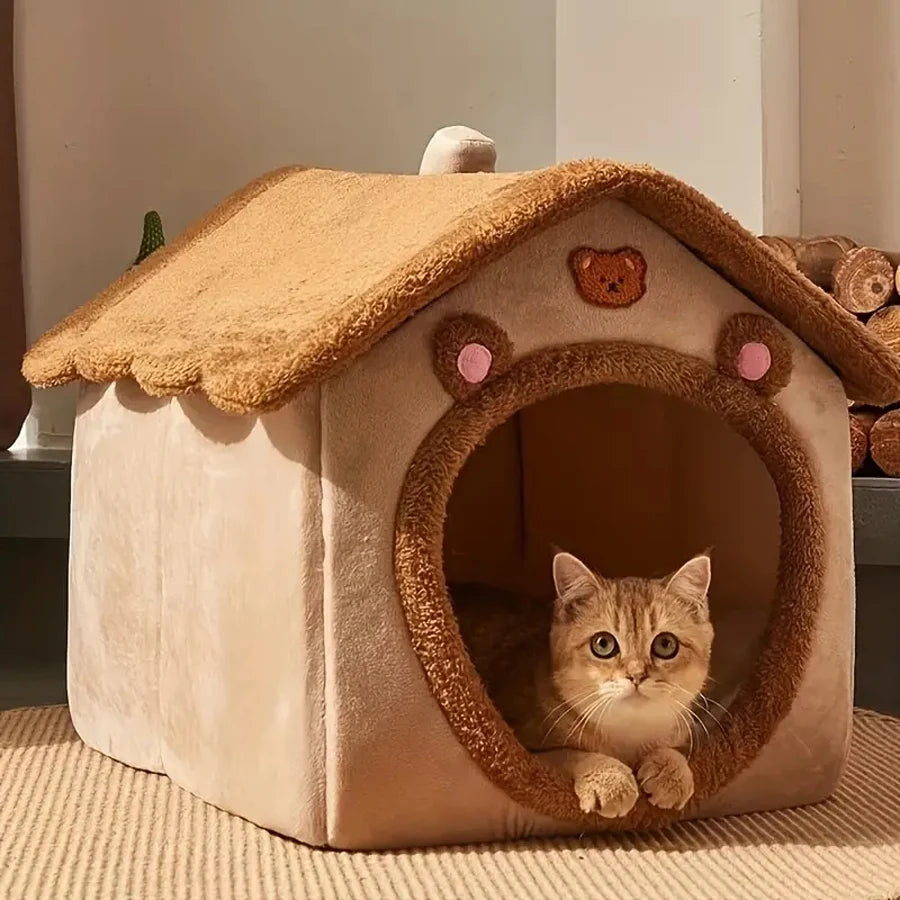 Foldable Washable Cat House – Puppy Cave Sofa Pet Bed