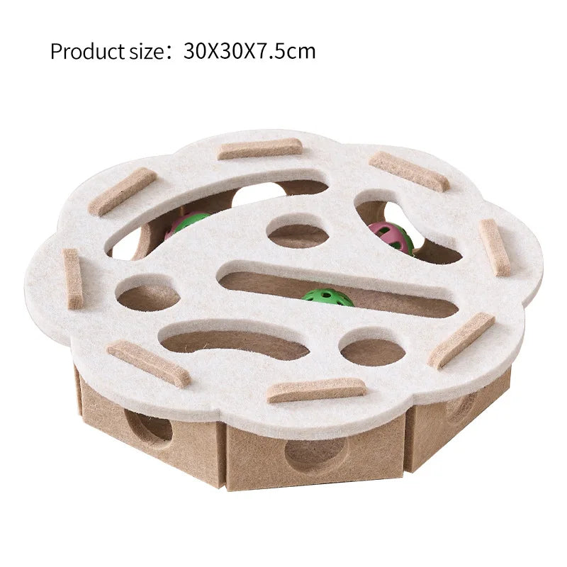 Interactive Cat Puzzle Toy – Felt Maze with Bell Ball