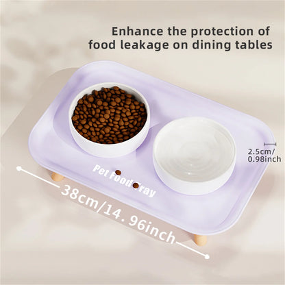 Pet Ceramic Bowl Anti Splash Anti Flip Cat Dish white double bowl benefits infographic