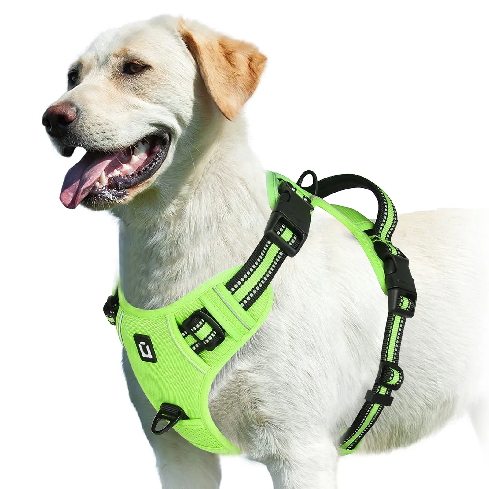 No Pull Dog Harness Adjustable Soft Padded Pet Vest in green side view
