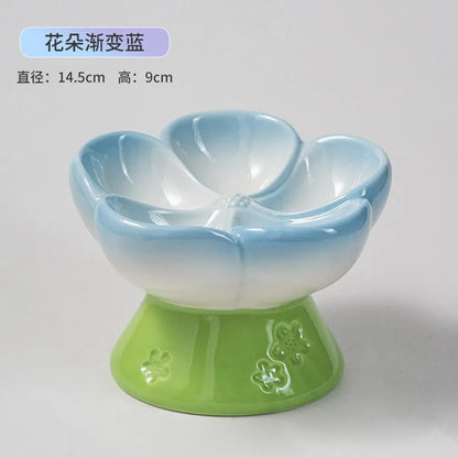 Pet Slow Feeders Food Bowl High Footed Ceramic Cat multiple colors group flat lay