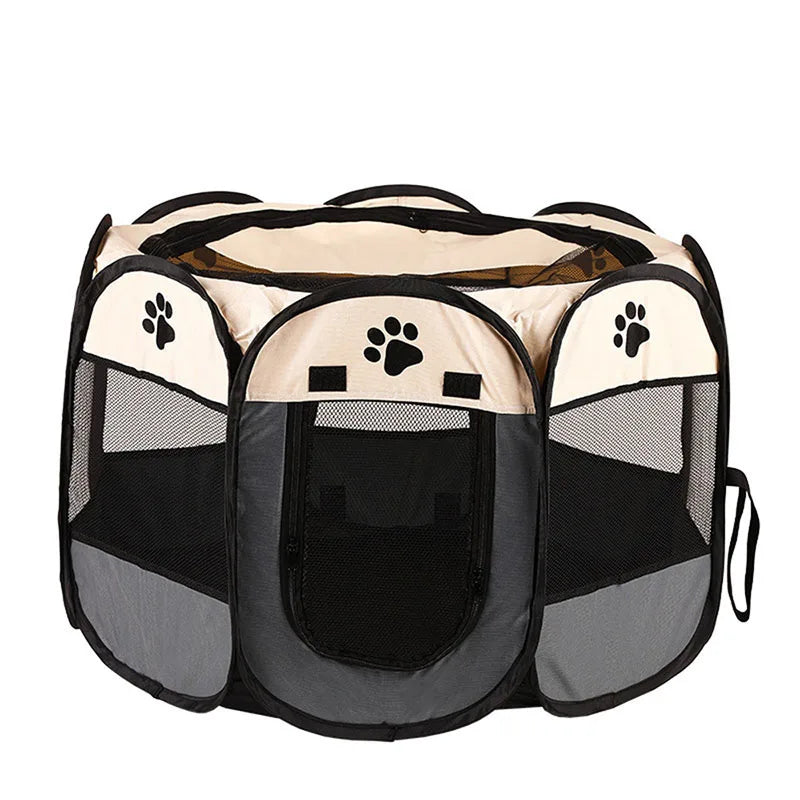 Foldable Cat Dog Kennel Delivery Room Pet Crate brown product shot