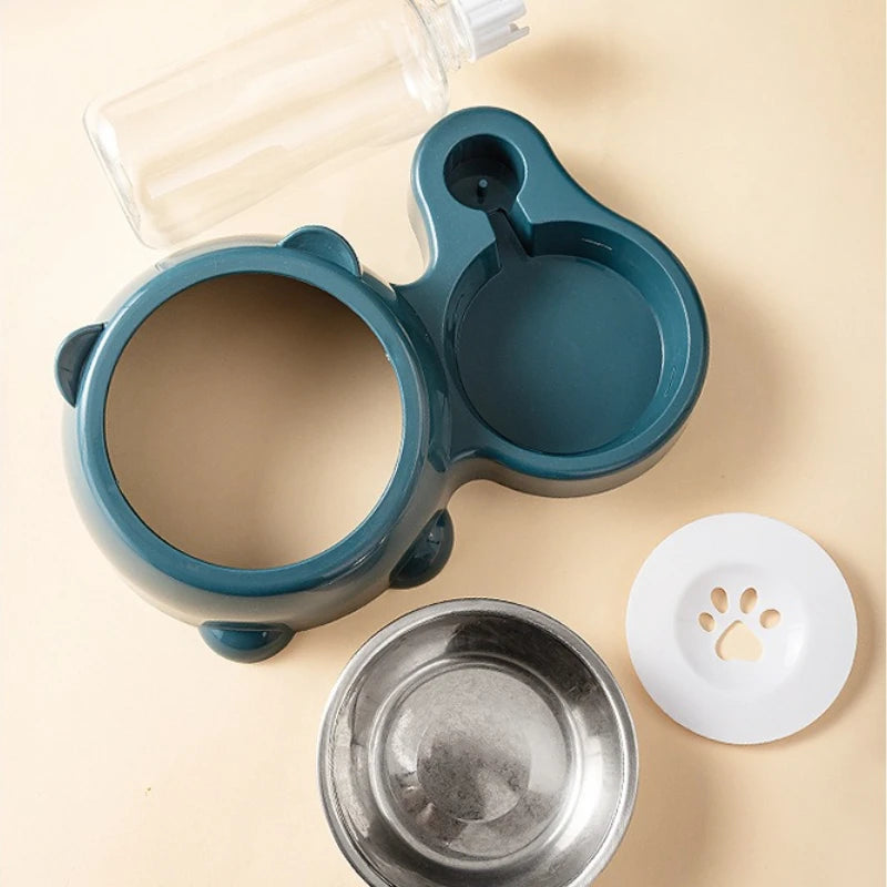 Automatic Pet Feeder Water Dispenser 3 in 1 teal blue unit clean product shot