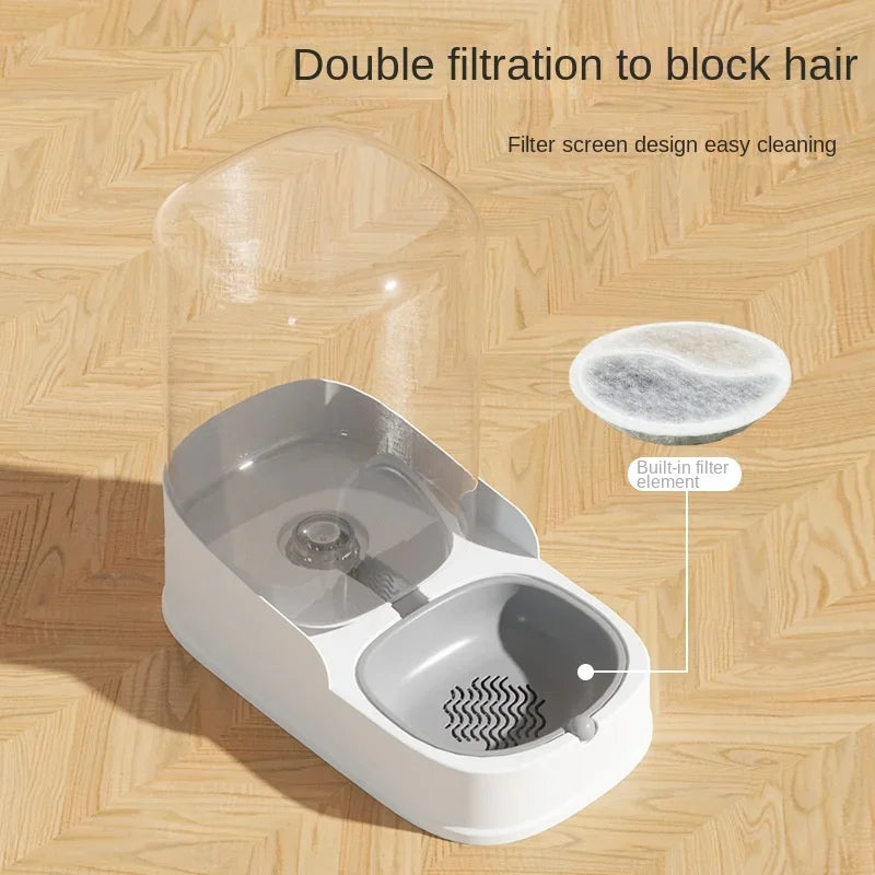 Cat and Dog Feeder Pet Water Dispenser Cat Food Bowl Large unit with food bowl closeup