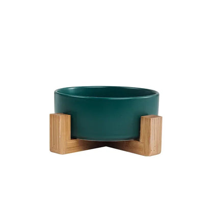 Cat Bowl Double Bowl Water Bowl High Foot Dog Bowl dark green double bowl second angle
