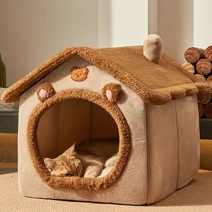 Foldable washable cat house removable puppy cave sofa pet bed for small dogs