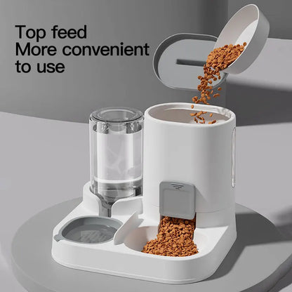 Automatic Gravity Fed Cat Water Dispenser Feeder usage lifestyle infographic