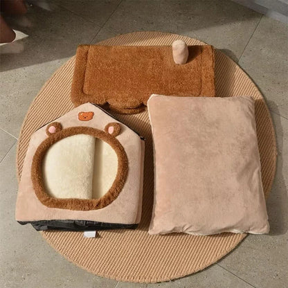 Foldable Washable Cat House – Puppy Cave Sofa Pet Bed