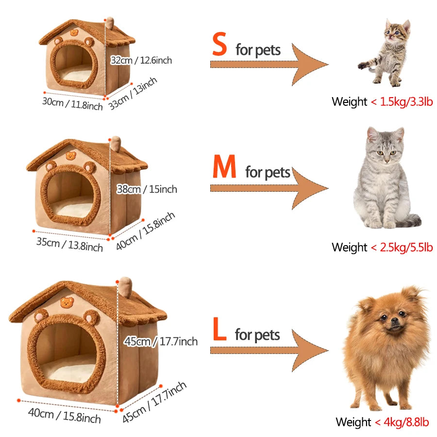 Foldable Washable Cat House – Puppy Cave Sofa Pet Bed