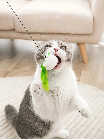 Cat Interactive Toy – Simulated Bird with Suction Cup, Feather & Bell
