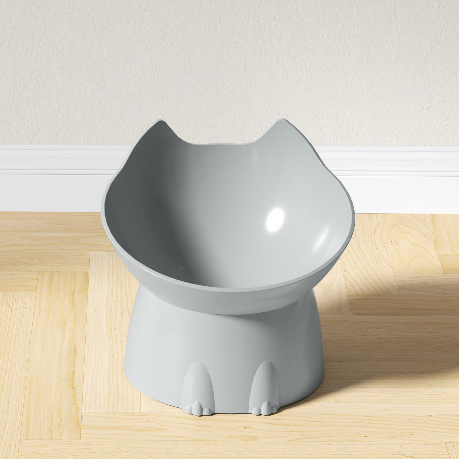 Elevated Cat Bowl Anti Tip Plastic Raised gray bowl single product shot