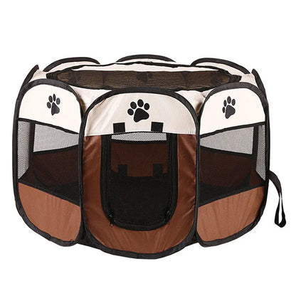 Foldable Cat Dog Kennel Delivery Room Pet Crate brown and black product shot