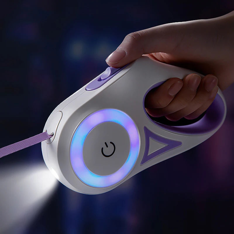 led retractable dog leash with built in light for night walks