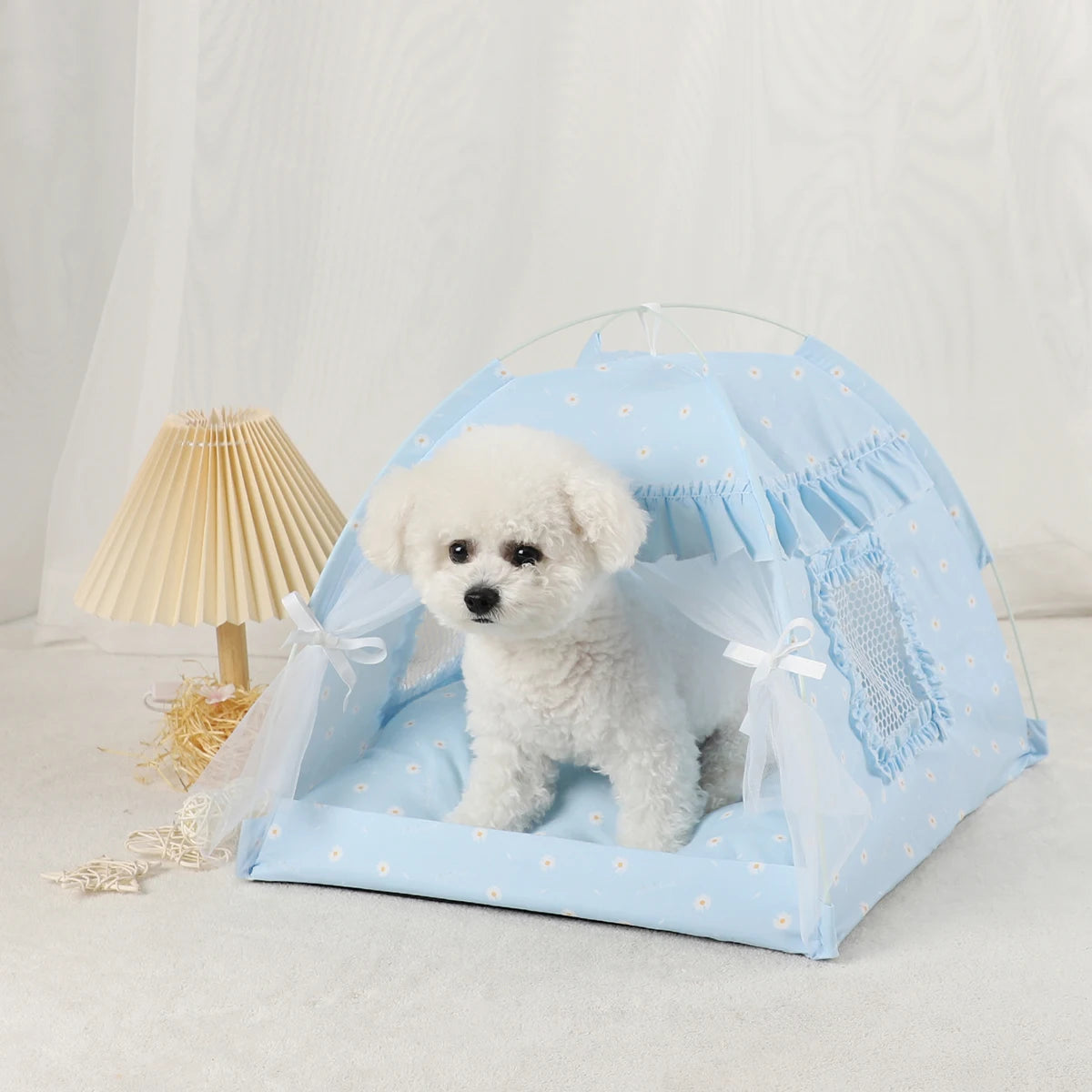 Pet Tent Bed Cats House Supplies Accessories Warm white tent small dog inside lifestyle