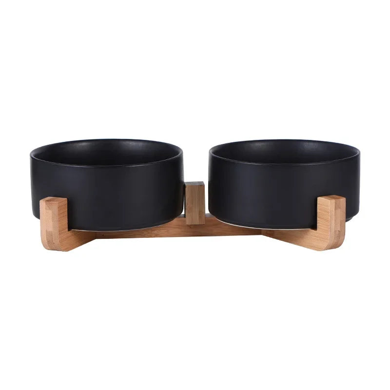 Cat Bowl Double Bowl Water Bowl High Foot Dog Bowl black double bowl with stand