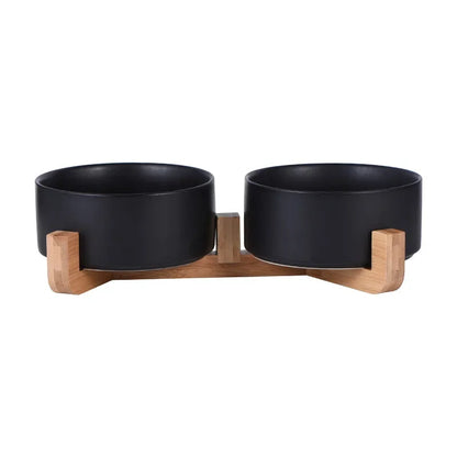 Cat Bowl Double Bowl Water Bowl High Foot Dog Bowl black double bowl with stand