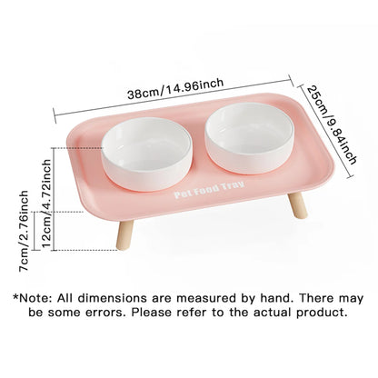Pet Ceramic Bowl Anti Splash Anti Flip Cat Dish pink double bowl set features