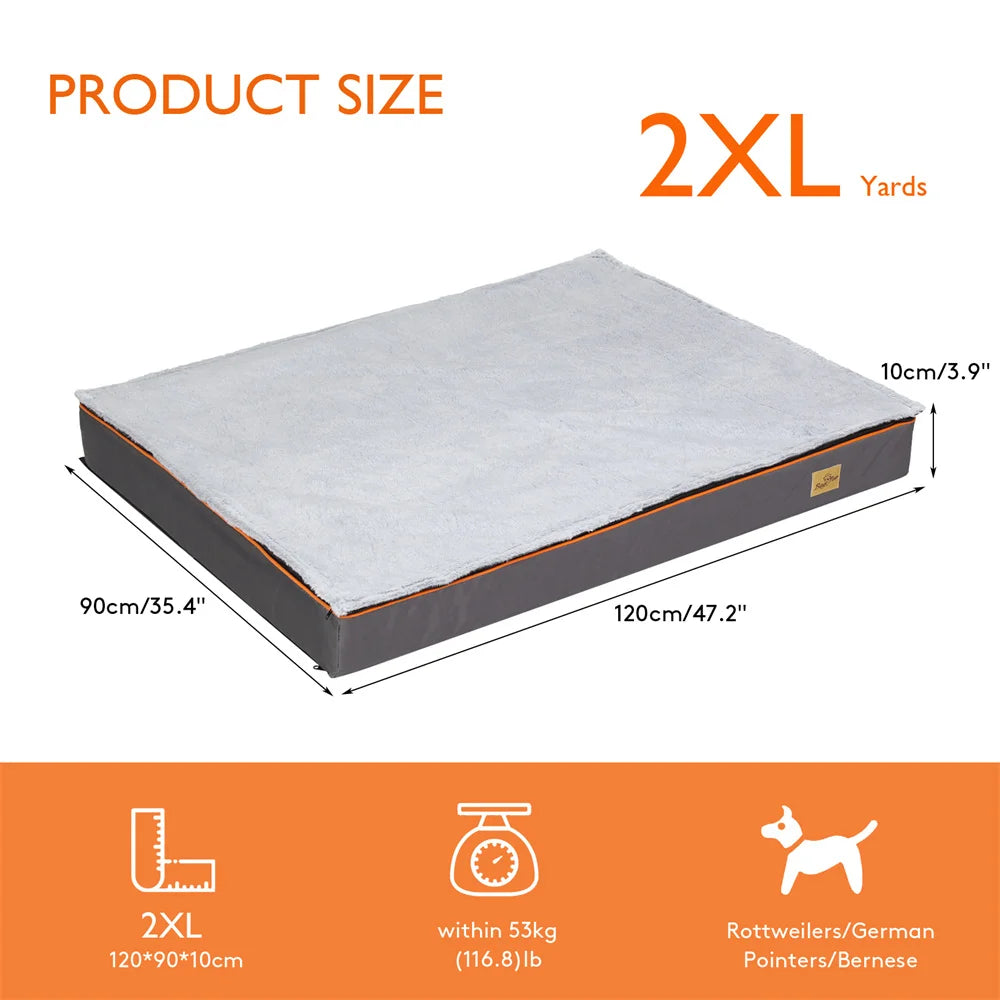 Measurement chart for a 2XL dog bed with dimensions and weight capacity information.