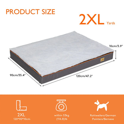 Measurement chart for a 2XL dog bed with dimensions and weight capacity information.