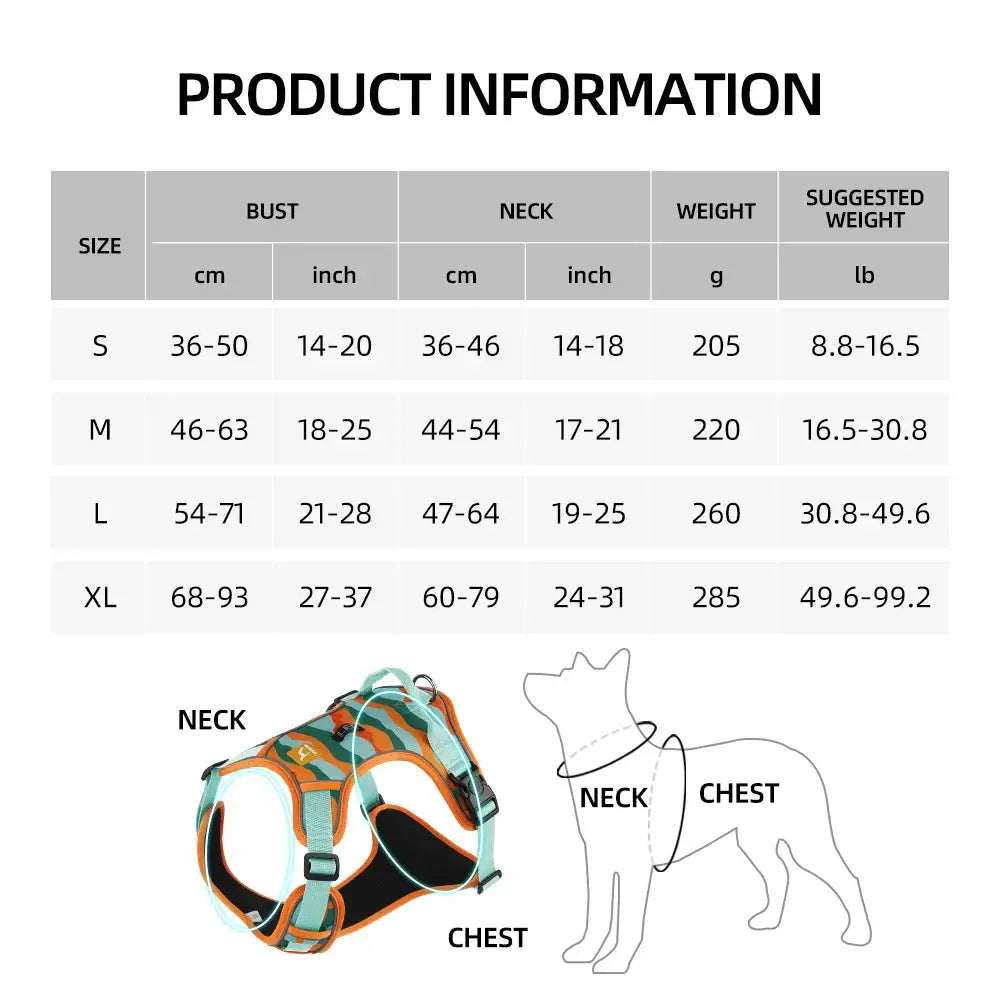 Adjustable Dog Harness Reflective vest showing reflective strips on side