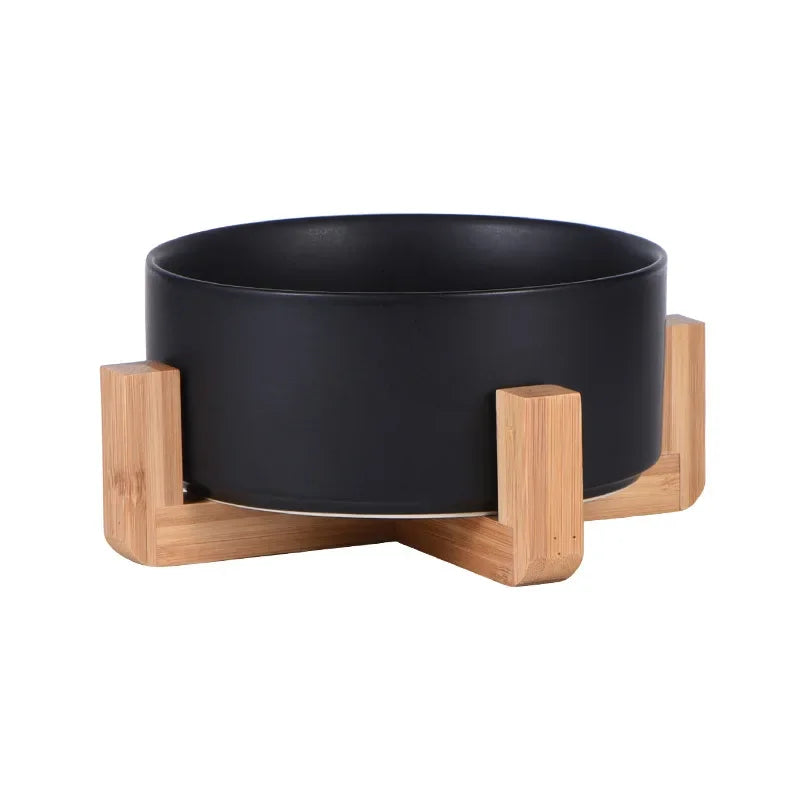 Cat Bowl Double Bowl Water Bowl High Foot Dog Bowl black single bowl product shot