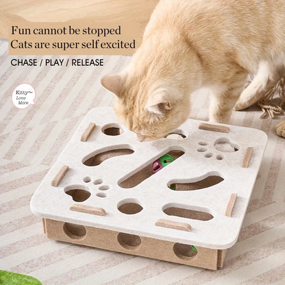 Interactive Cat Puzzle Toy – Felt Maze with Bell Ball