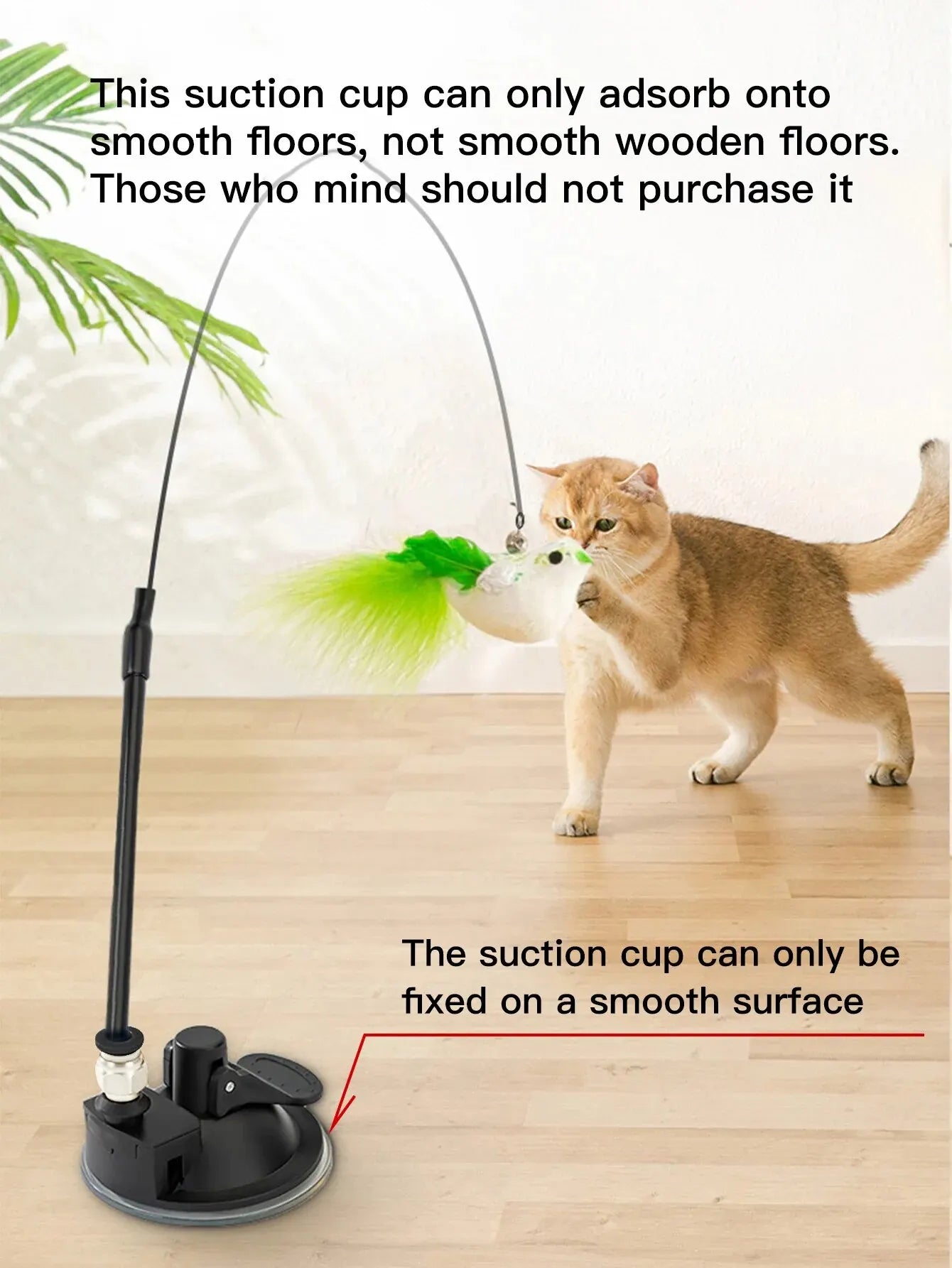 Cat Interactive Toy – Simulated Bird with Suction Cup, Feather & Bell