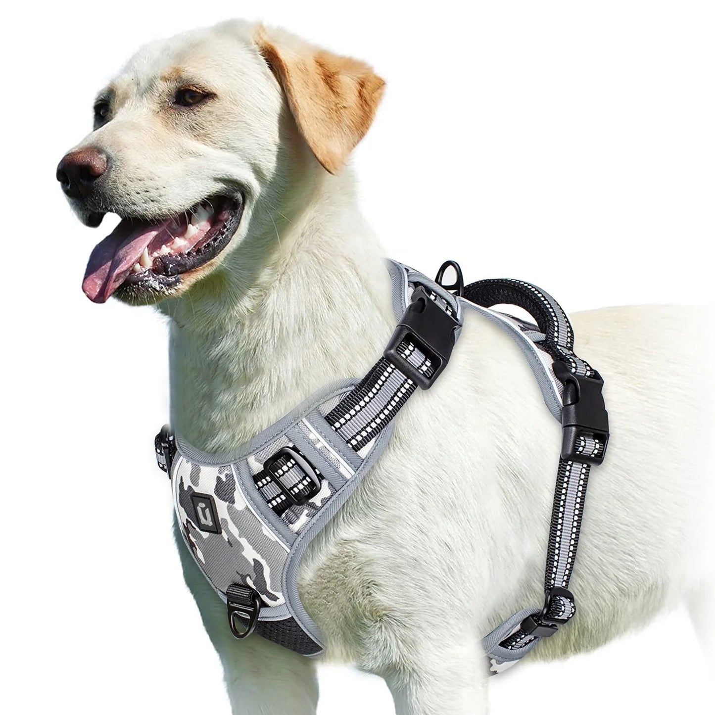 No Pull Dog Harness Adjustable Soft Padded Pet Vest in light gray