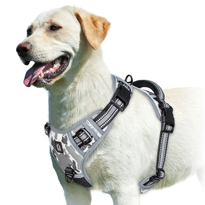 No Pull Dog Harness Adjustable Soft Padded Pet Vest in light gray