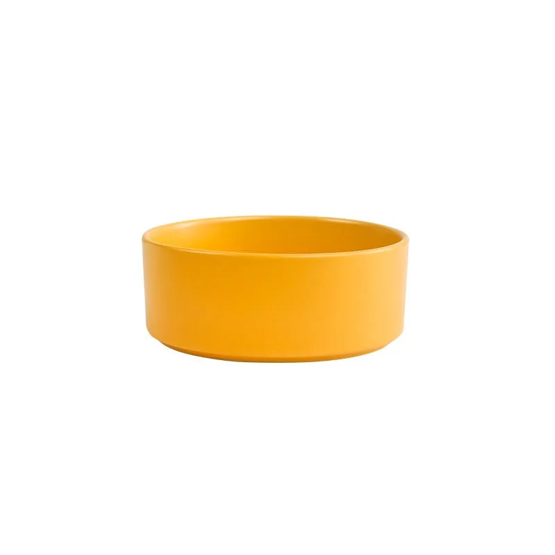Cat Bowl Double Bowl Water Bowl High Foot Dog Bowl yellow single bowl product shot