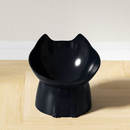 Elevated Cat Bowl Anti Tip Plastic Raised black bowl single product shot