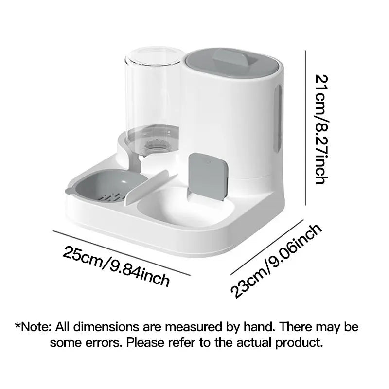 Automatic Gravity Fed Cat Water Dispenser Feeder dimensions and size infographic