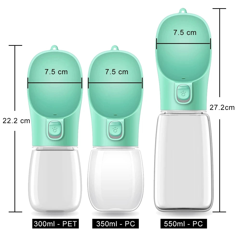 Portable Dog Water Bottle Small Large Dogs Cat teal green bottle closeup
