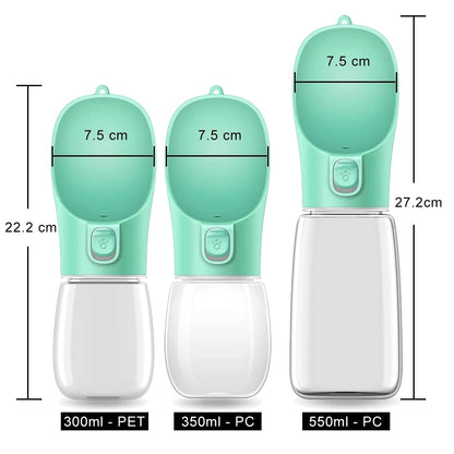 Portable Dog Water Bottle Small Large Dogs Cat teal green bottle closeup