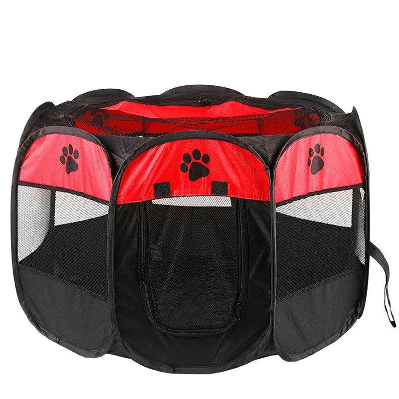 Foldable Cat Dog Kennel Delivery Room Pet Crate red product shot