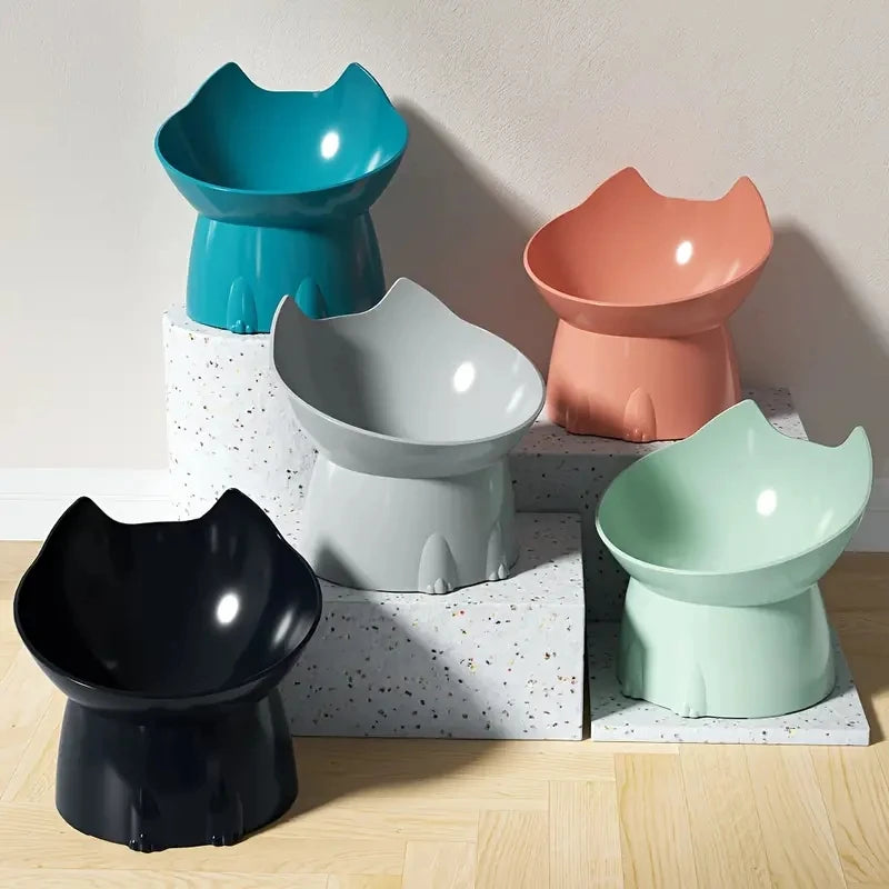 Elevated Cat Bowl Anti Tip Plastic Raised all color variants group shot