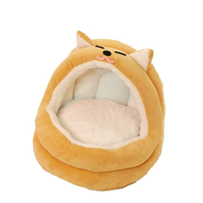 Cosy warm cat basket bed kitten lounger cushion in cream for small cats