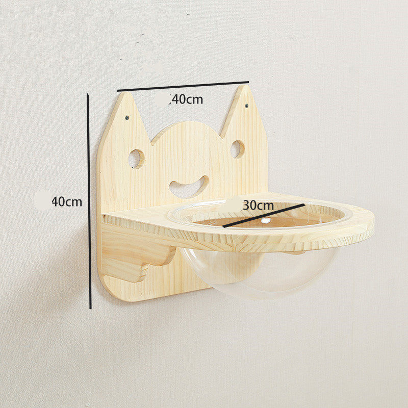 Solid Wood Wall Mounted Sisal Cat Toy Platform – Grabbing & Grinding Board