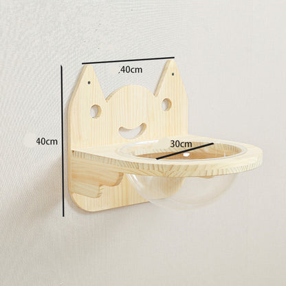 Solid Wood Wall Mounted Sisal Cat Toy Platform – Grabbing & Grinding Board