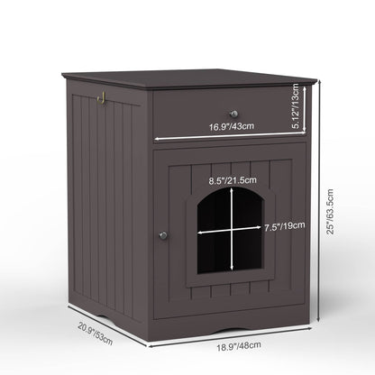 North and Paws Wooden Pet House Cat Litter Box Enclosure With Drawer