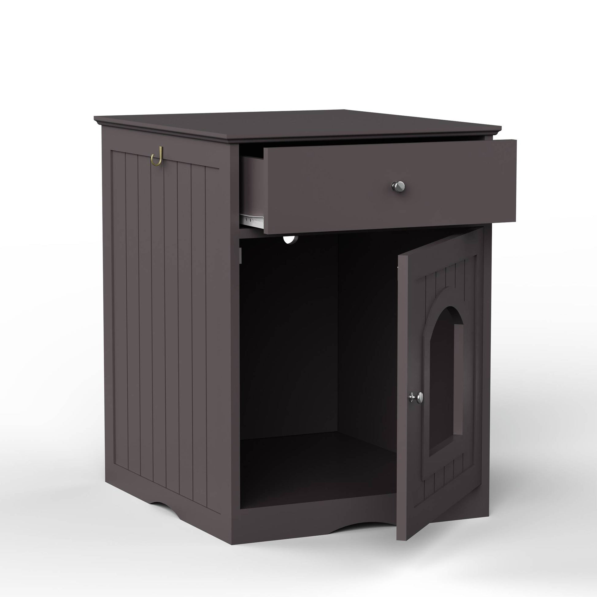North and Paws Wooden Pet House Cat Litter Box Enclosure With Drawer