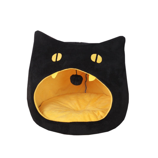 Soft warm cat shape design pet house cosy cave bed for cats and small dogs