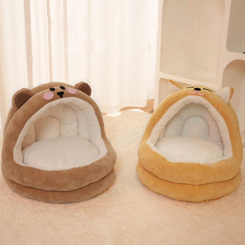 Cosy Warm Cat Basket Bed – Kitten Lounger Cushion