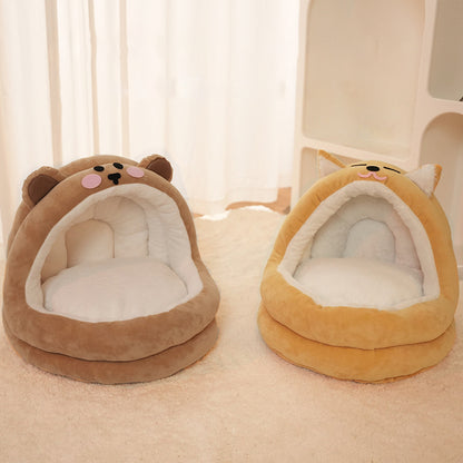 Cosy Warm Cat Basket Bed – Kitten Lounger Cushion